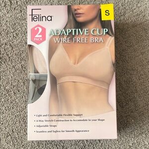 2 Pack Felina Adaptive Cup Wire Free Bra - Cream and Black New in Box